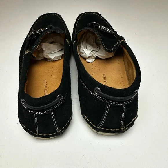 John Varvatos Black Suede Leather Metal Detail Boat Moccasins Loafers 10.5 NWOT